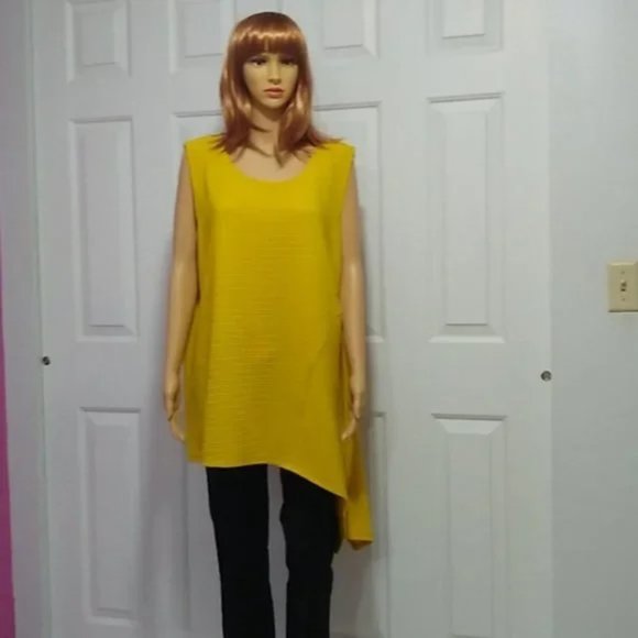 Alfani Gold Asymmetrical Sleeveless Blouse Plus Size 3X NWT - Picture 2 of 11
